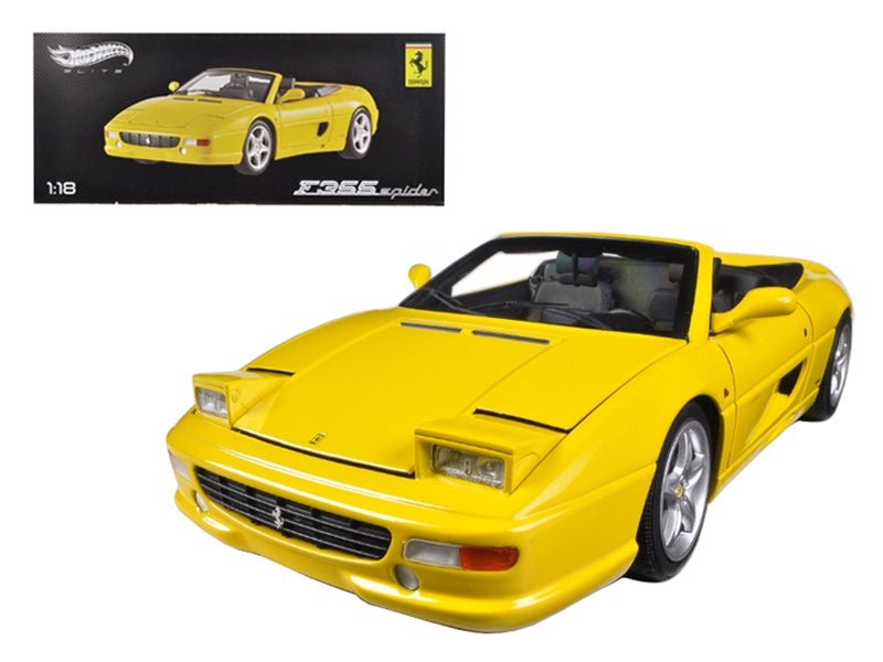 Ferrari F355 Spider Convertible Yellow Elite Edition 1/18 Diecast Car Model by Hot Wheels - Asmota