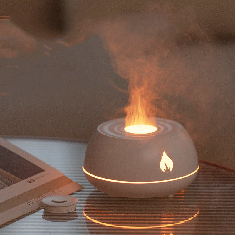 Flame Humidifier Aromatherapy Diffuser 7 Colors Light Home Air Humidifier 130ML USB Room Fragrance Essential Oil Diffuser - Asmota