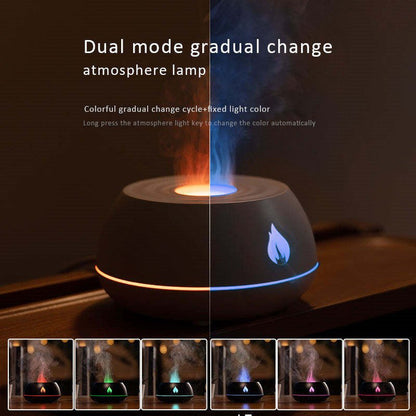 Flame Humidifier Aromatherapy Diffuser 7 Colors Light Home Air Humidifier 130ML USB Room Fragrance Essential Oil Diffuser - Asmota