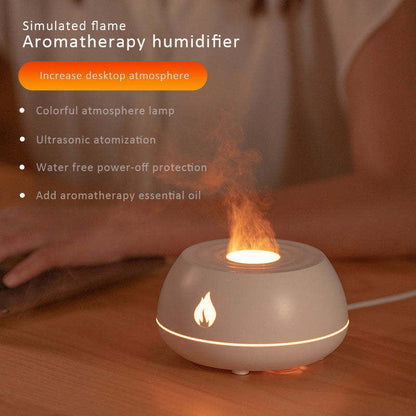 Flame Humidifier Aromatherapy Diffuser 7 Colors Light Home Air Humidifier 130ML USB Room Fragrance Essential Oil Diffuser - Asmota