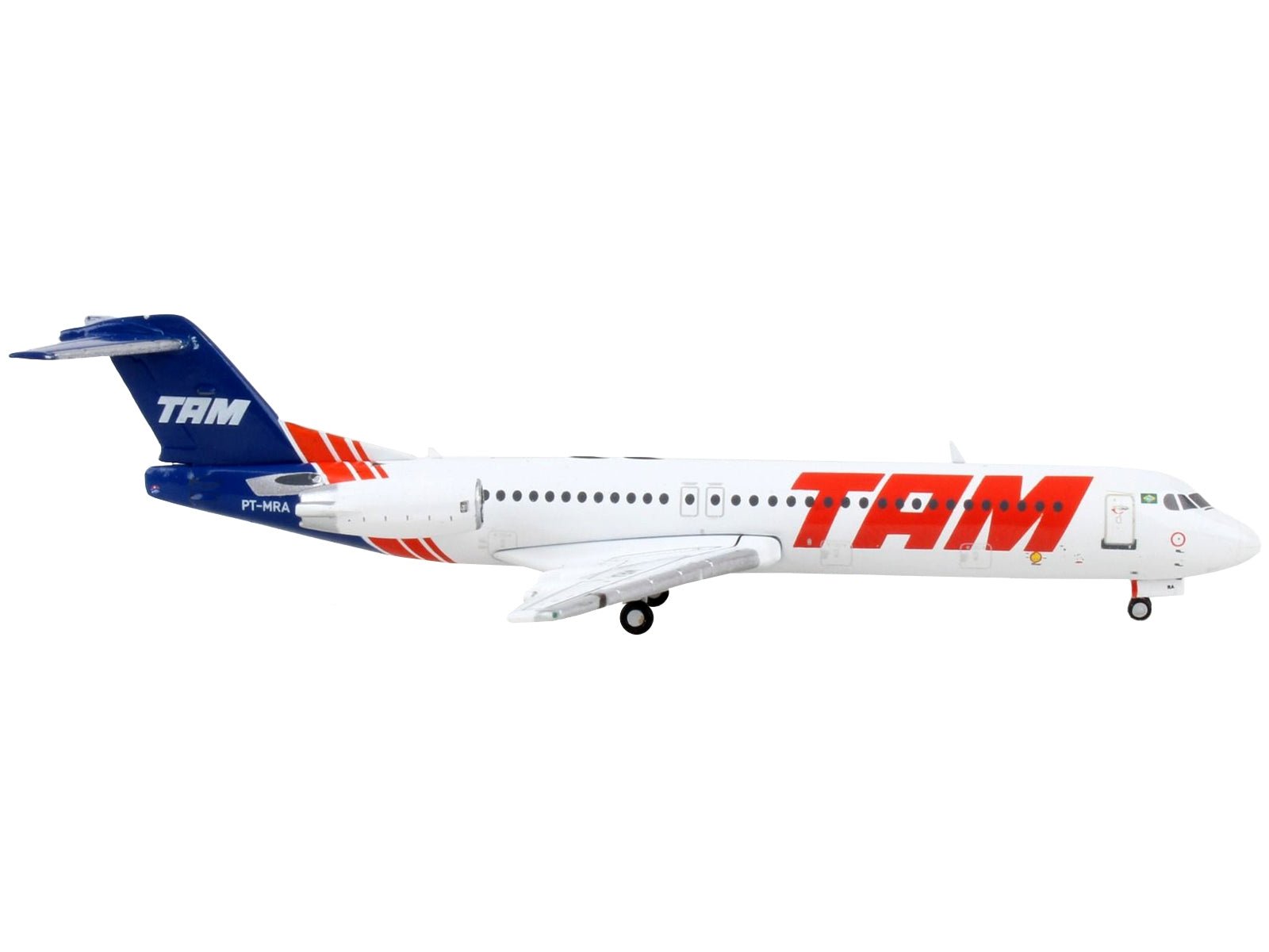 Fokker F100 Commercial Aircraft "TAM Linhas Aereas" White with Blue Tail 1/400 Diecast Model Airplane by GeminiJets - Asmota
