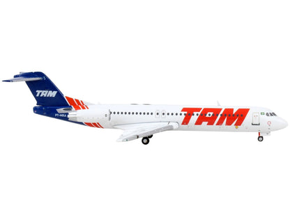 Fokker F100 Commercial Aircraft "TAM Linhas Aereas" White with Blue Tail 1/400 Diecast Model Airplane by GeminiJets - Asmota