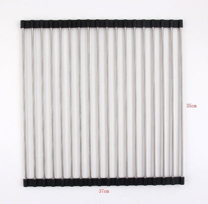 Folding Kitchen Drain Sink Rack Stainless Steel - Asmota