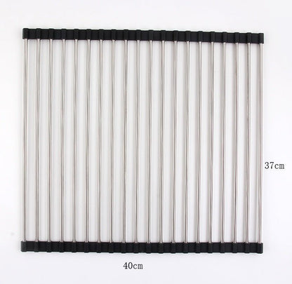 Folding Kitchen Drain Sink Rack Stainless Steel - Asmota