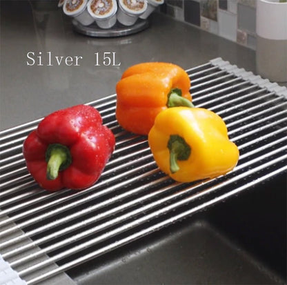 Folding Kitchen Drain Sink Rack Stainless Steel - Asmota