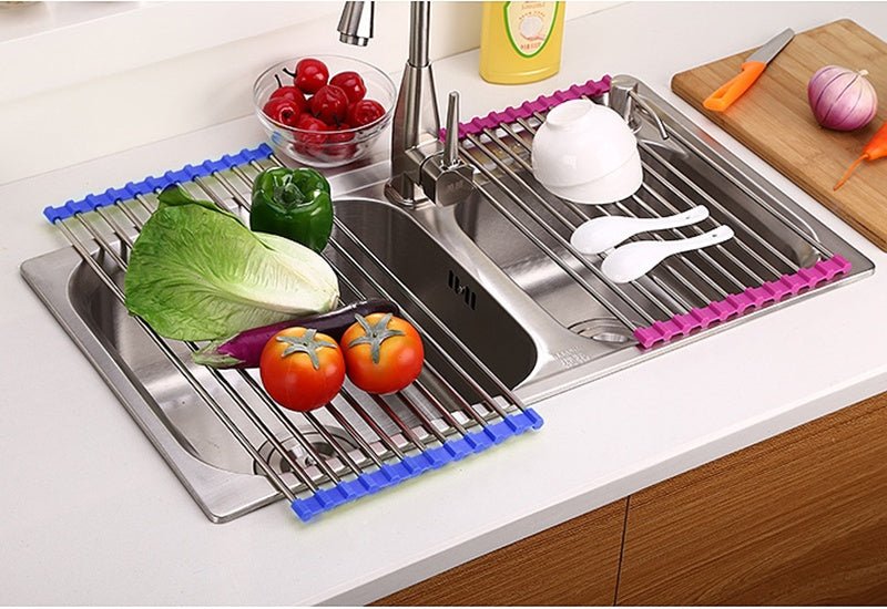 Folding Kitchen Drain Sink Rack Stainless Steel - Asmota