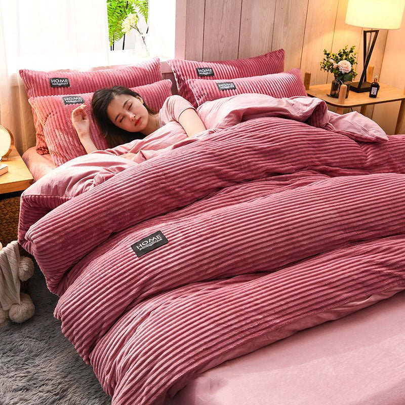 Four - piece Coral Fleece Bedding Bed - Asmota