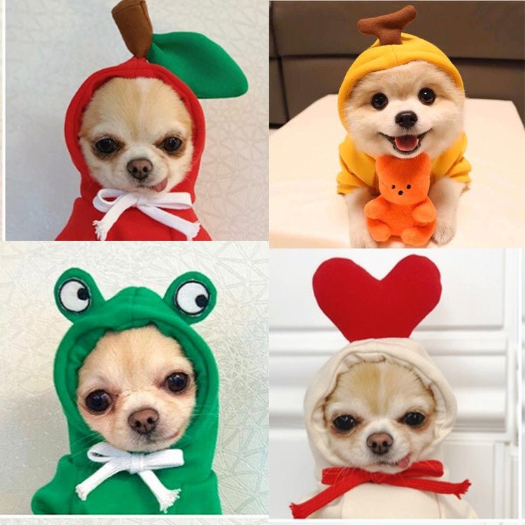 Fruit Dog Clothes Two - legged Hooded Outfits Green Fleece Clothing Autumn Winter Hoodies - Asmota