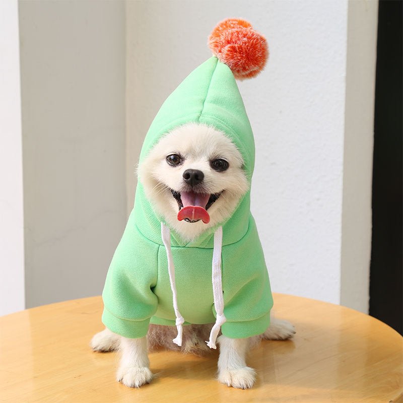 Fruit Dog Clothes Two - legged Hooded Outfits Green Fleece Clothing Autumn Winter Hoodies - Asmota