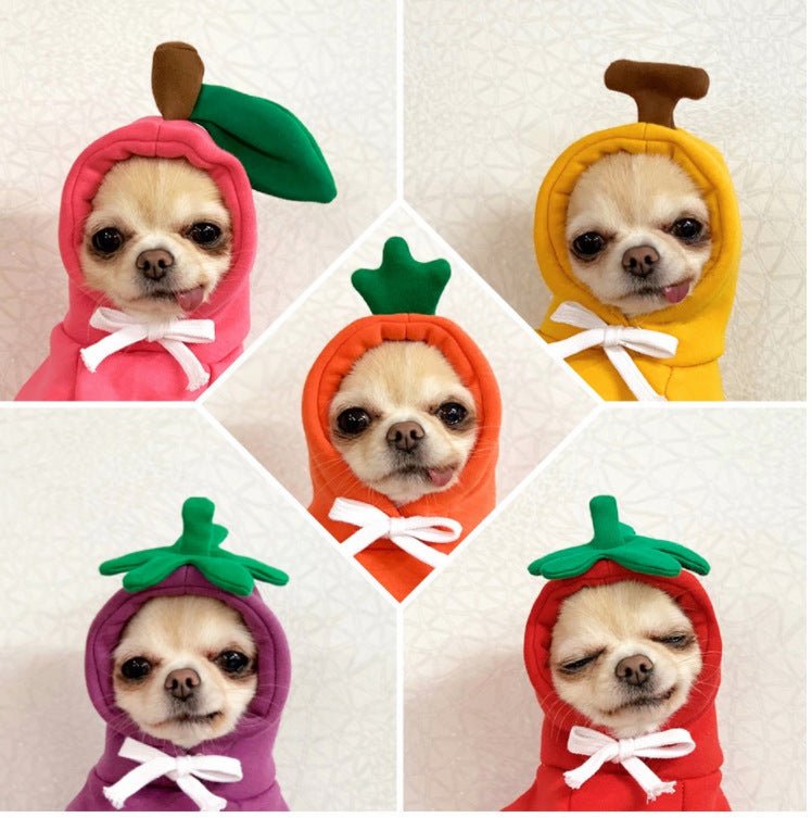 Fruit Dog Clothes Two - legged Hooded Outfits Green Fleece Clothing Autumn Winter Hoodies - Asmota