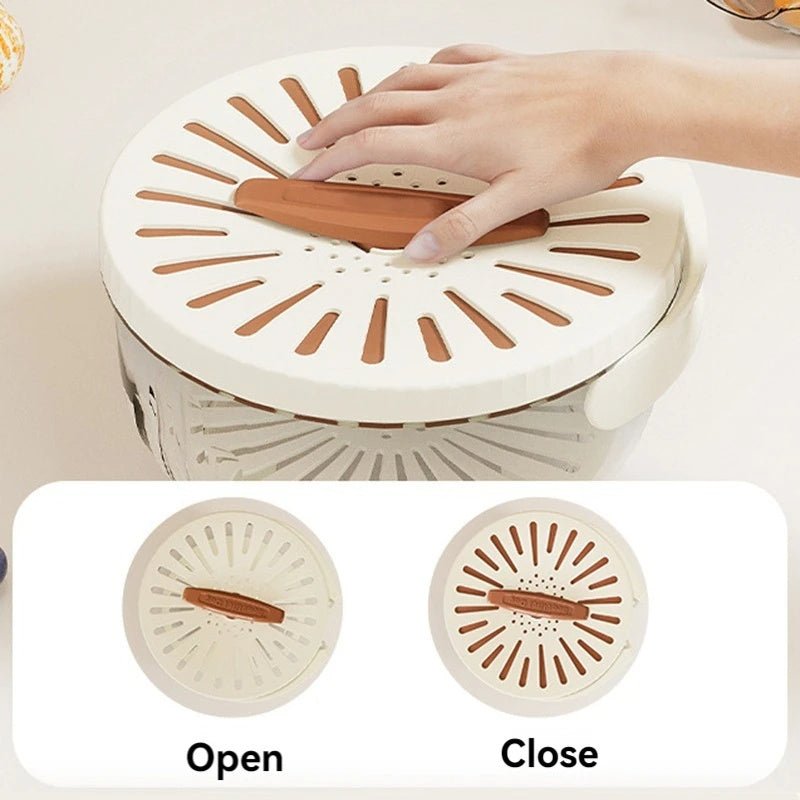 Fruit Drain Basket With Lid Vegetable Washing Bowl Foldable Handle Cleaning Colander Plastic Refrigerator Crisper Kitchen Box Kitchen Gadgets - Asmota