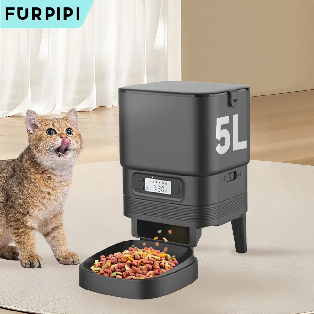 Furpipi Automatic Cat Feeder Button Version Auto Cat Food Dispenser Accessories Smart Control Pet Feeder For Cats Dog Dry Food - Asmota