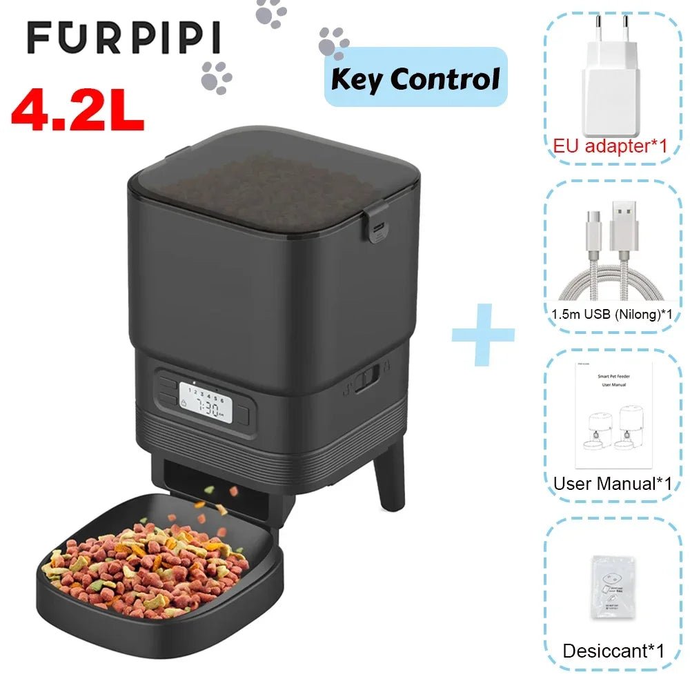 Furpipi Automatic Cat Feeder Button Version Auto Cat Food Dispenser Accessories Smart Control Pet Feeder For Cats Dog Dry Food - Asmota