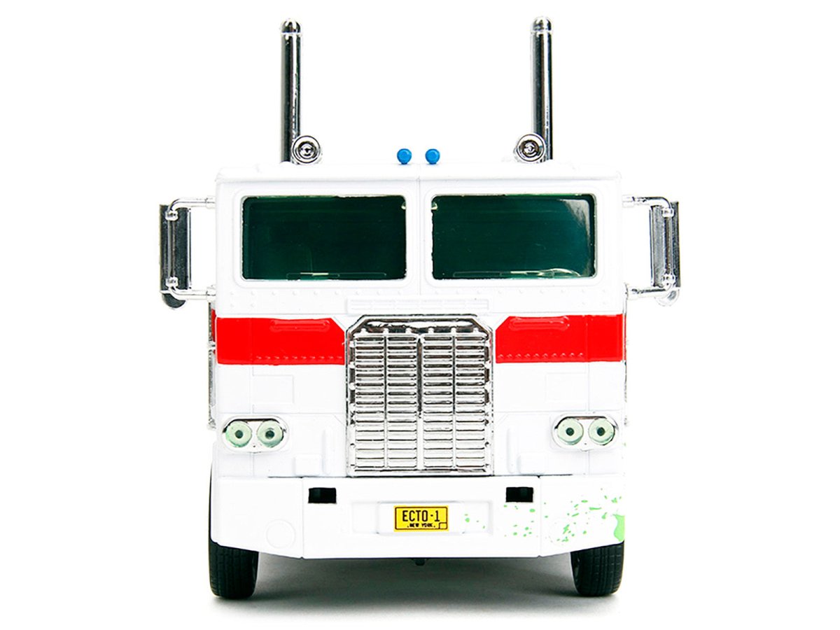 G1 Autobot Optimus Prime Truck White with Robot on Chassis from "Transformers" TV Series - "Ghostbusters" (1984) Movie Crossover "Hollywood Rides" Series 1/24 Diecast Model by Jada - Asmota
