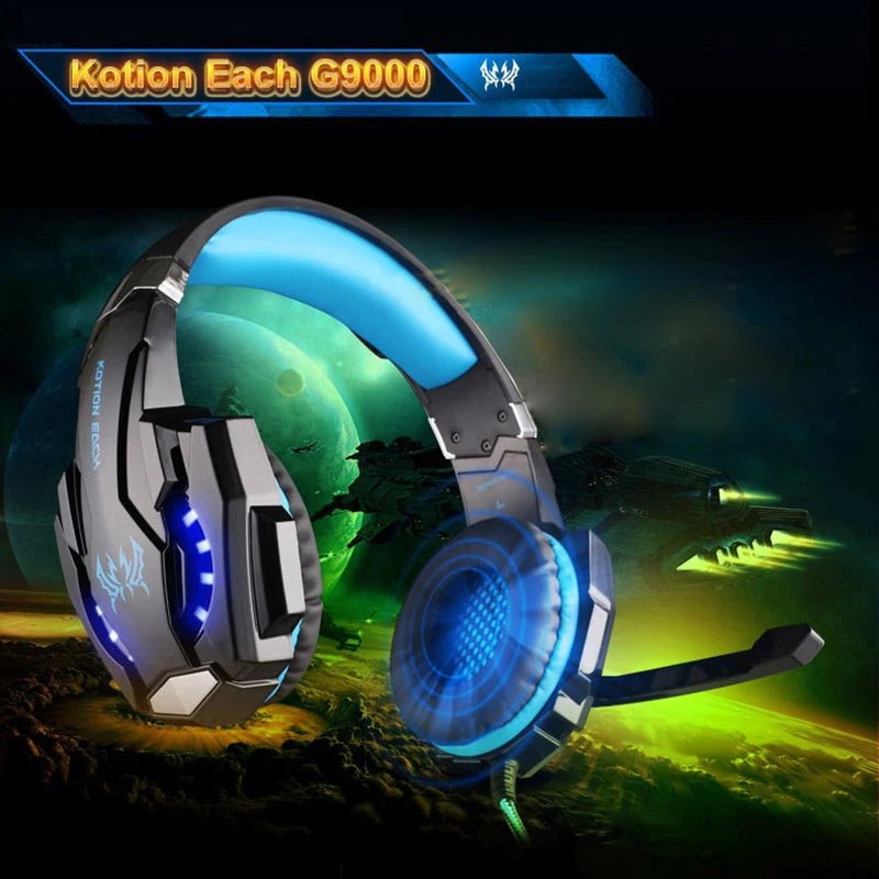 G9000 Gaming Headset Over - Ear Wired Headphones Deep Bass Stereo Casque LED Light Earphone with Mic for PS4 PS5 Switch XBOX PC - Asmota