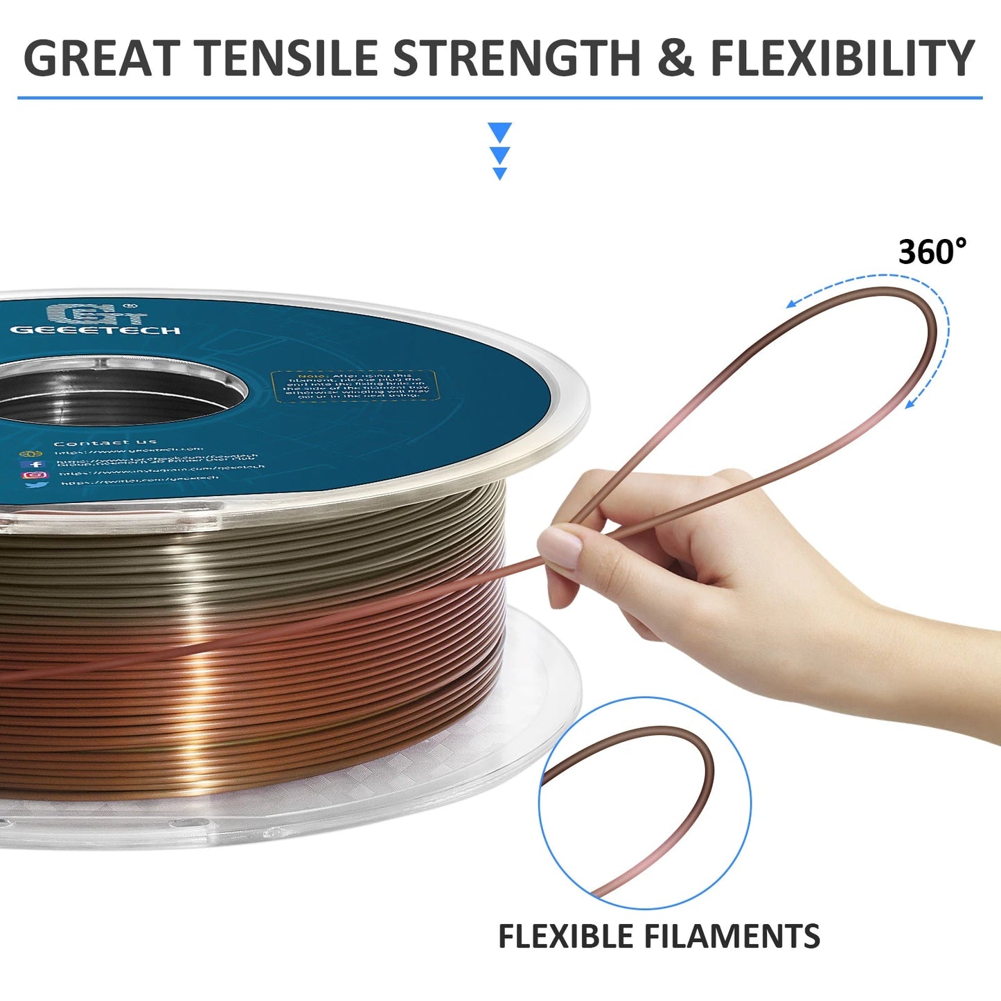 GEEETECH 10Kg 3d Silk PLA Filament 1.75mm Spool Wire For 3D Printer Material,Safety, Vacuum packaging - Asmota