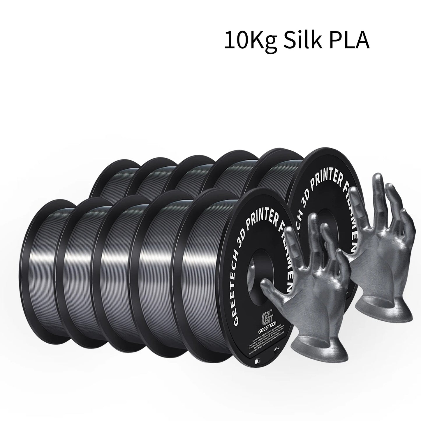 GEEETECH 10Kg 3d Silk PLA Filament 1.75mm Spool Wire For 3D Printer Material,Safety, Vacuum packaging - Asmota