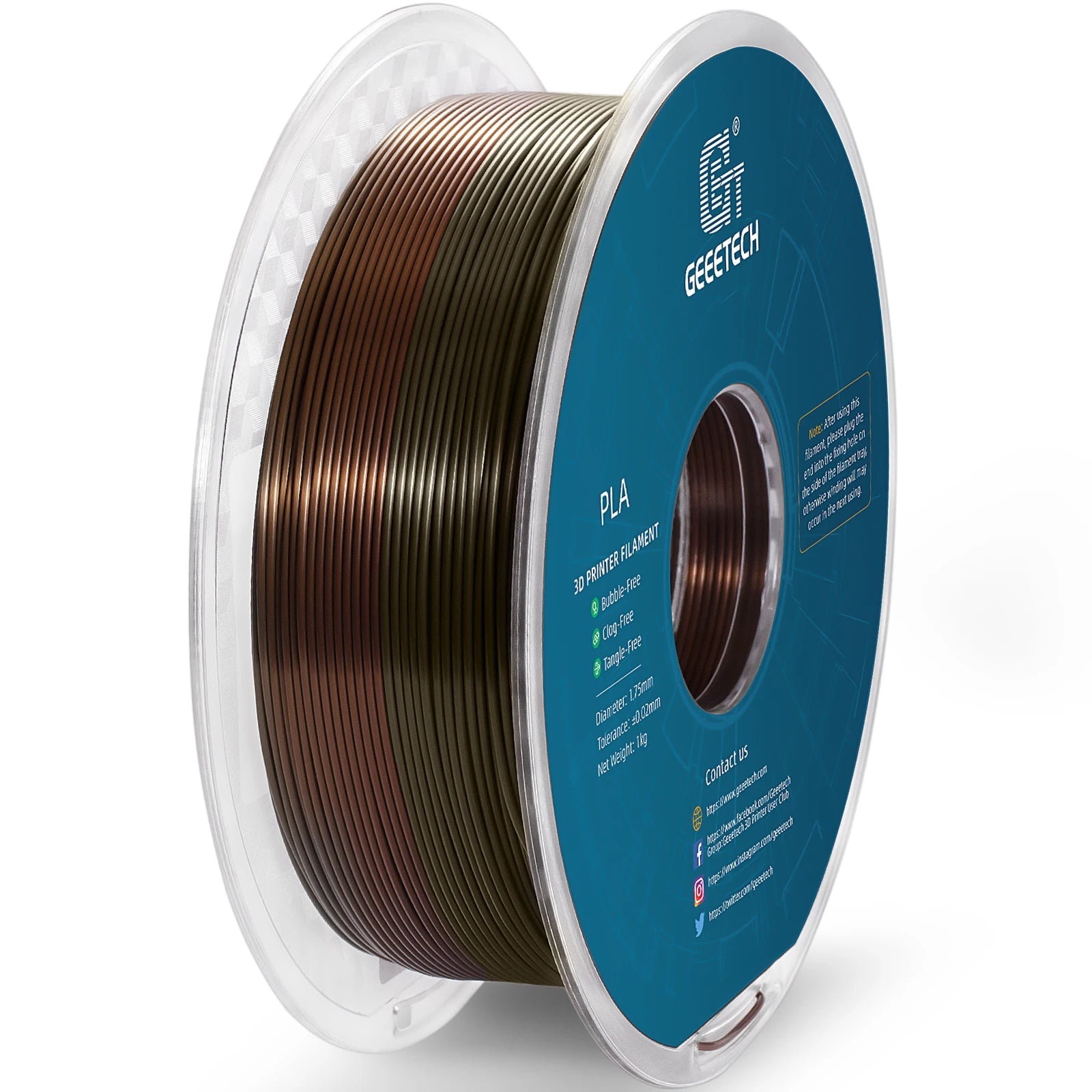 GEEETECH 10Kg 3d Silk PLA Filament 1.75mm Spool Wire For 3D Printer Material,Safety, Vacuum packaging - Asmota