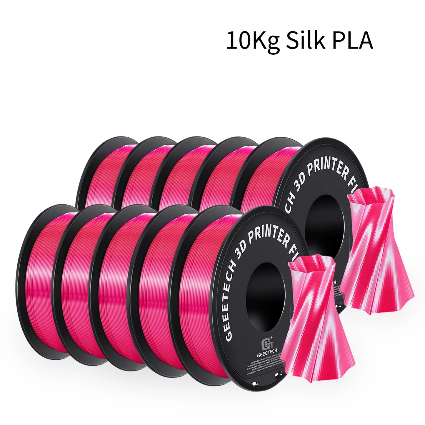 GEEETECH 10Kg 3d Silk PLA Filament 1.75mm Spool Wire For 3D Printer Material,Safety, Vacuum packaging - Asmota