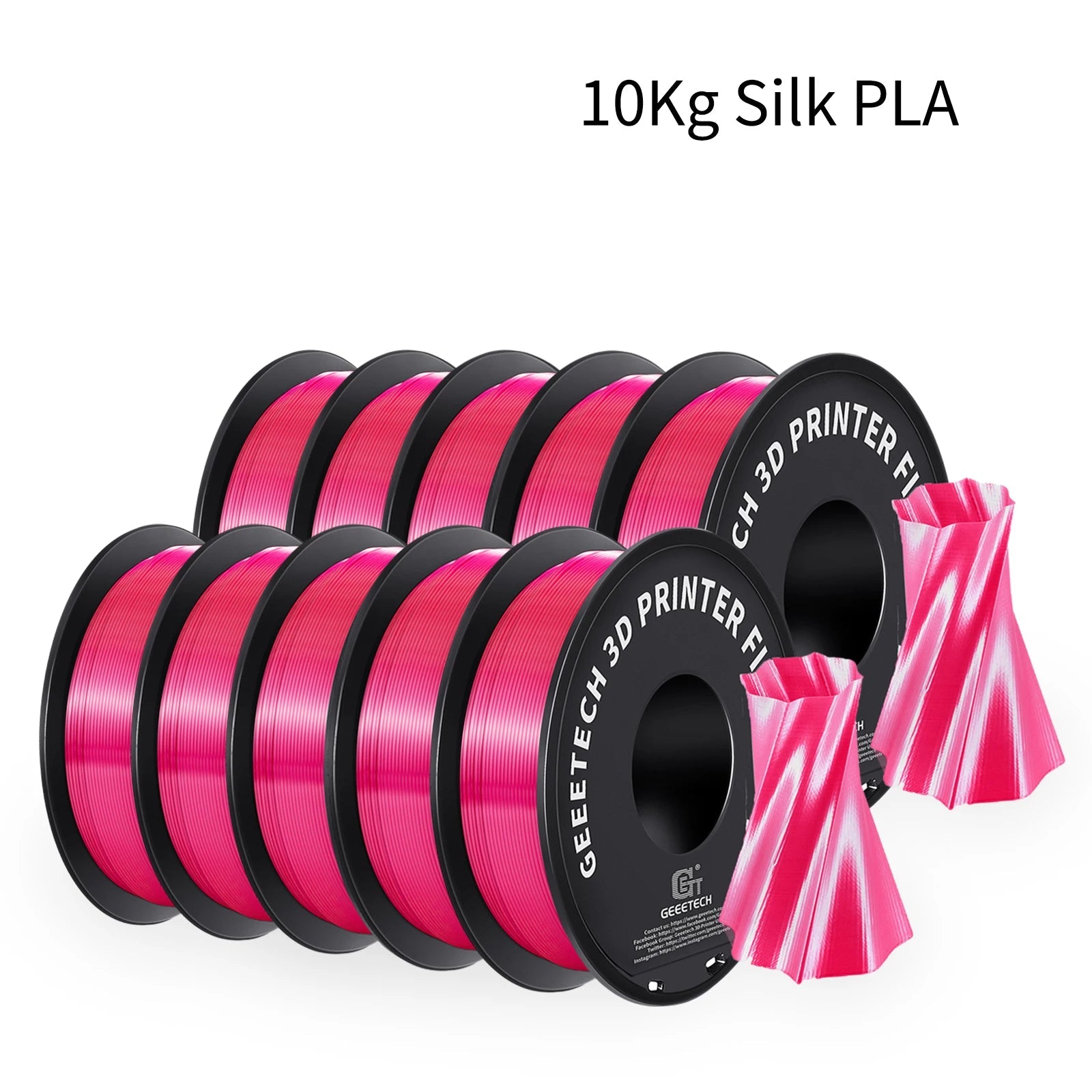 GEEETECH 10Kg 3d Silk PLA Filament 1.75mm Spool Wire For 3D Printer Material,Safety, Vacuum packaging - Asmota