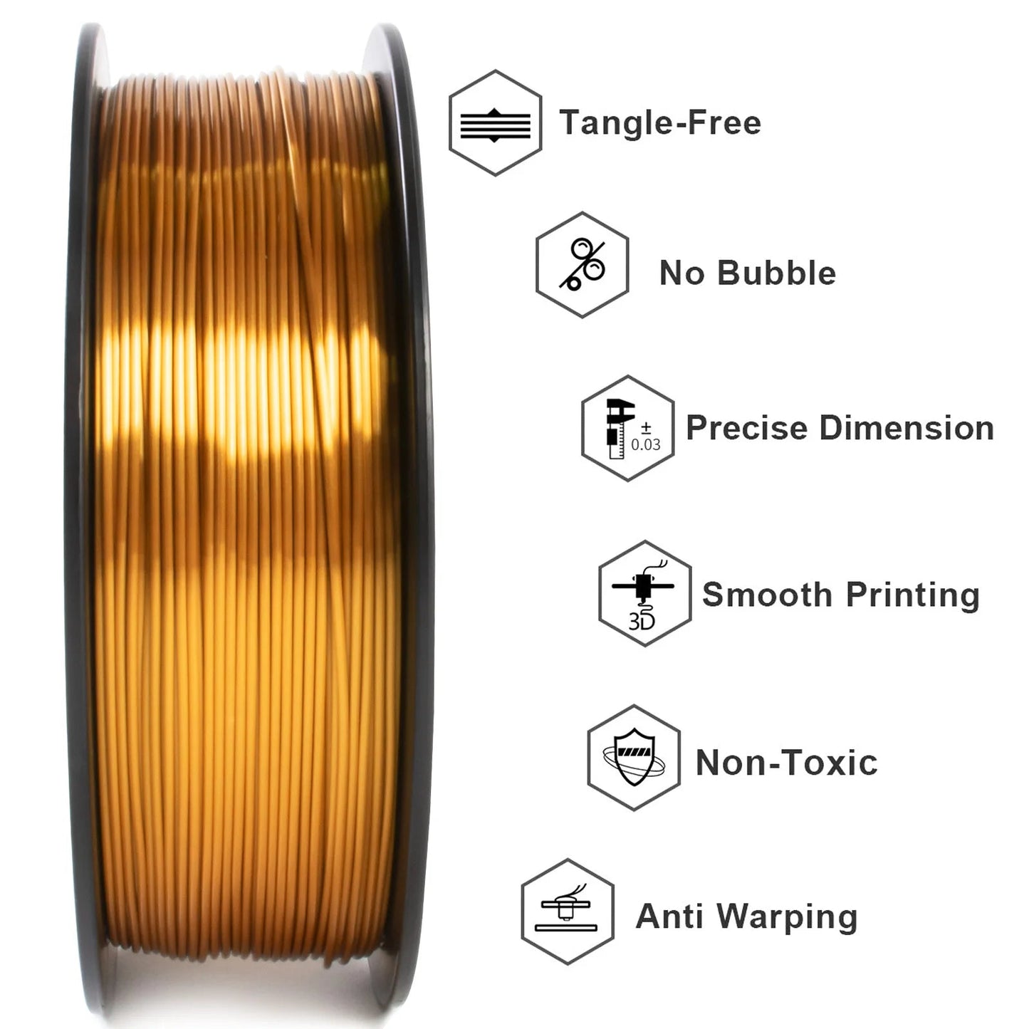 GEEETECH 10Kg 3d Silk PLA Filament 1.75mm Spool Wire For 3D Printer Material,Safety, Vacuum packaging - Asmota