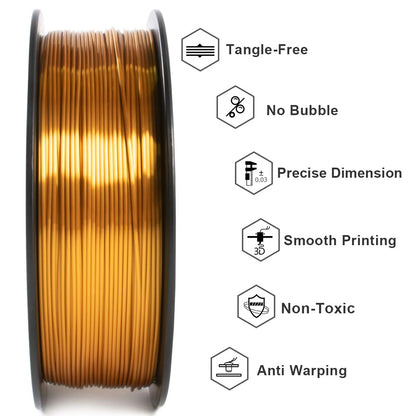GEEETECH 10Kg 3d Silk PLA Filament 1.75mm Spool Wire For 3D Printer Material,Safety, Vacuum packaging - Asmota