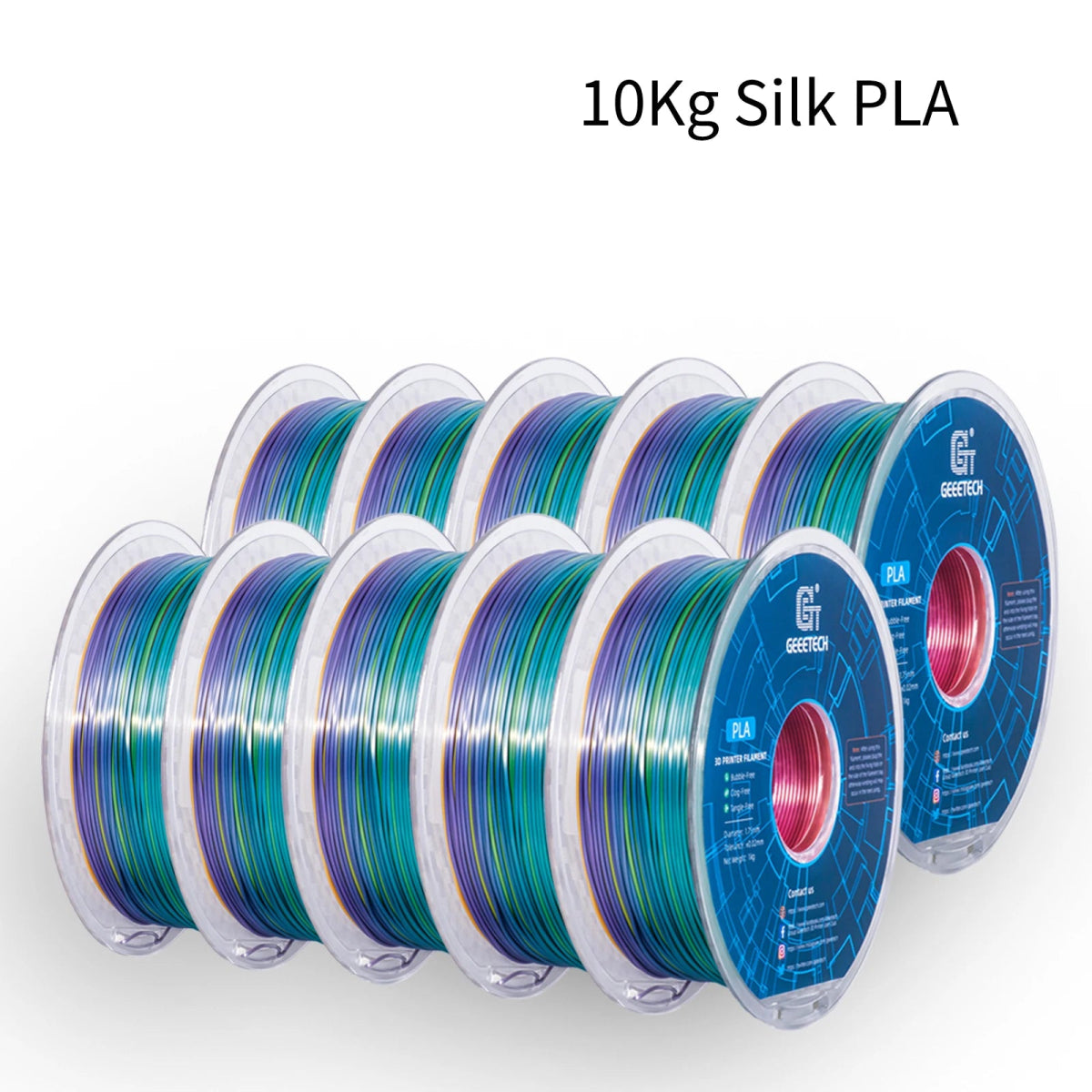 GEEETECH 10Kg 3d Silk PLA Filament 1.75mm Spool Wire For 3D Printer Material,Safety, Vacuum packaging - Asmota