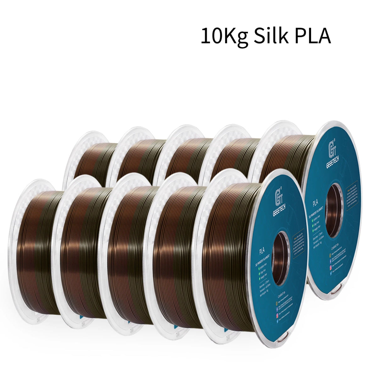 GEEETECH 10Kg 3d Silk PLA Filament 1.75mm Spool Wire For 3D Printer Material,Safety, Vacuum packaging - Asmota