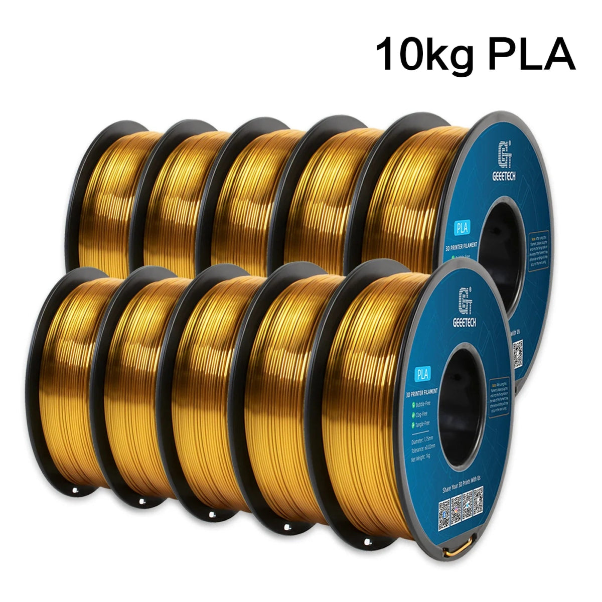 GEEETECH 10Kg 3d Silk PLA Filament 1.75mm Spool Wire For 3D Printer Material,Safety, Vacuum packaging - Asmota