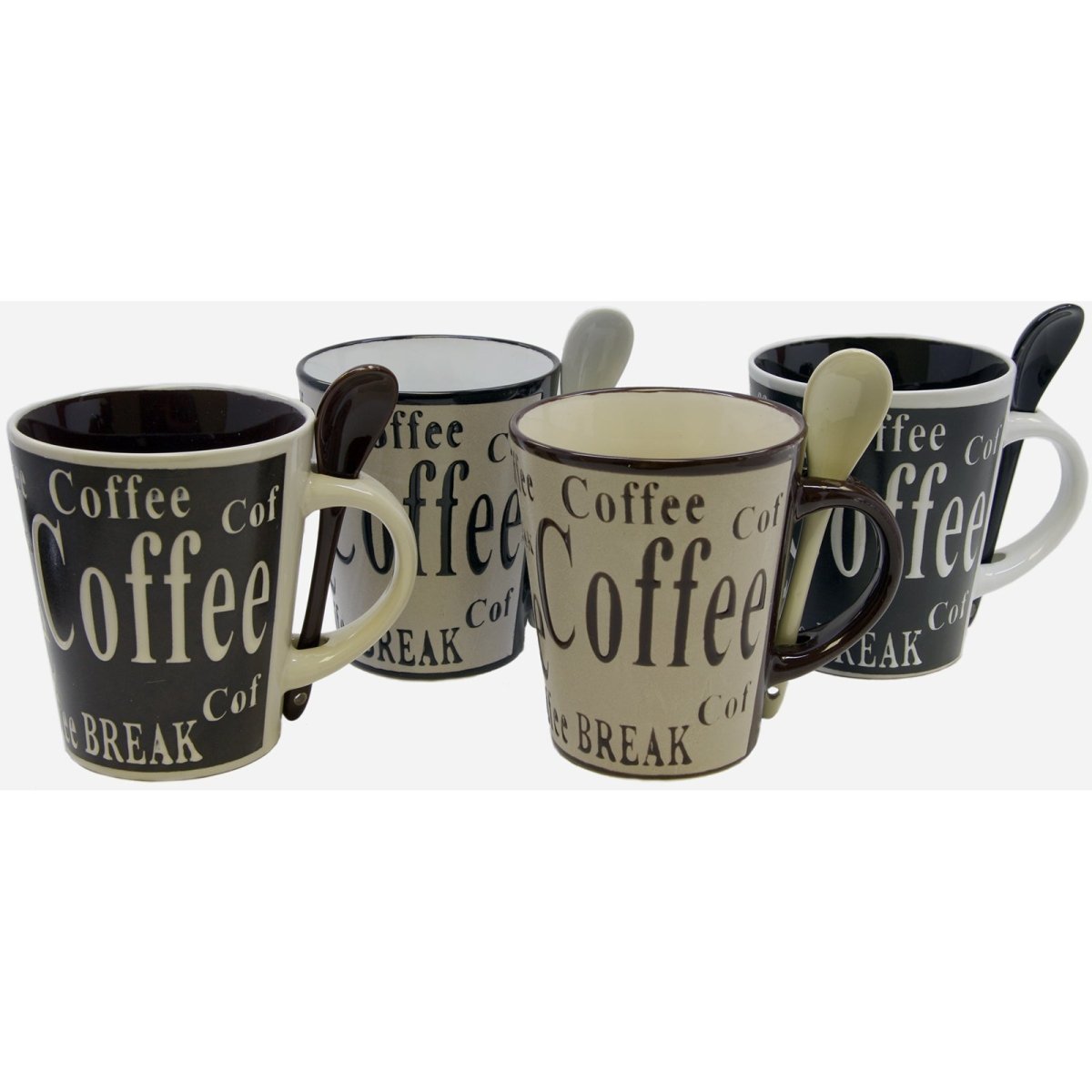 Gibson Bareggio 8 Piece 13 Ounce Coffee Mug with Spoon Set, Service for 4 - Asmota
