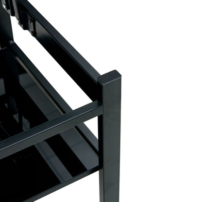 Glass Lift Top Coffee Table, Modern Simple 2 - Layer Tempered Glass Coffee Table for Living Room, Black - Asmota