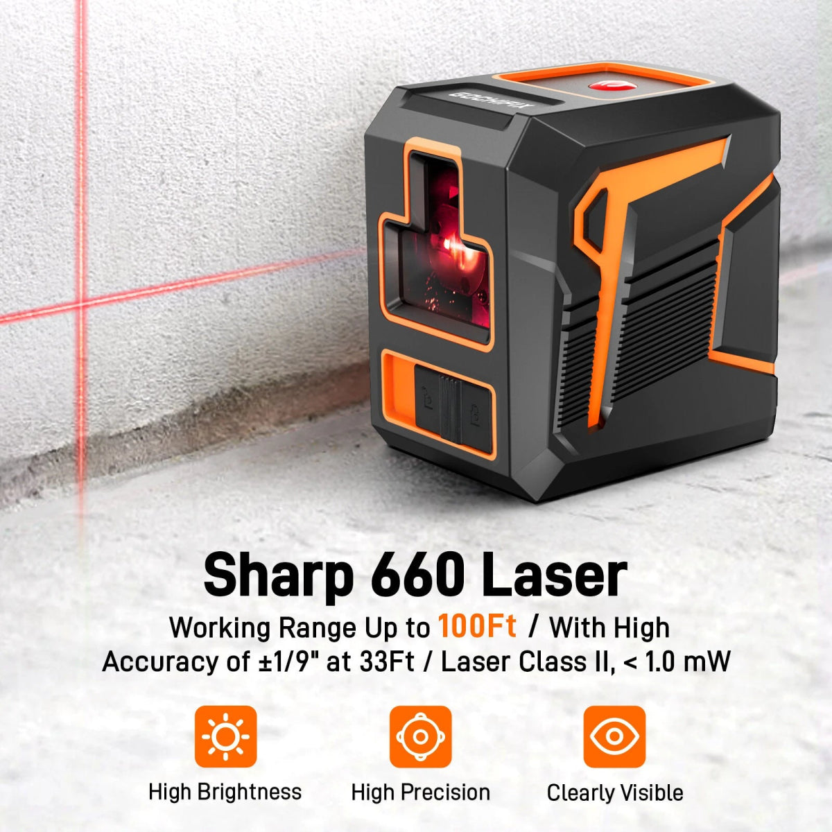 GOCHIFIX Laser Level Self Leveling 360 Red Laser Level Line Tool Wall Suction Stand Receiver 100ft Line Laser for Picture Hanging Outdoor Rechargeable Battery - Asmota