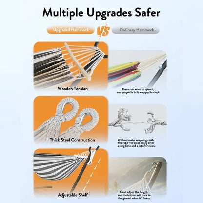 Gyroor Hammock with Adjustable Stand - Stylish Hammock Bed w/Storage Bag, 600lb Capacity - Asmota