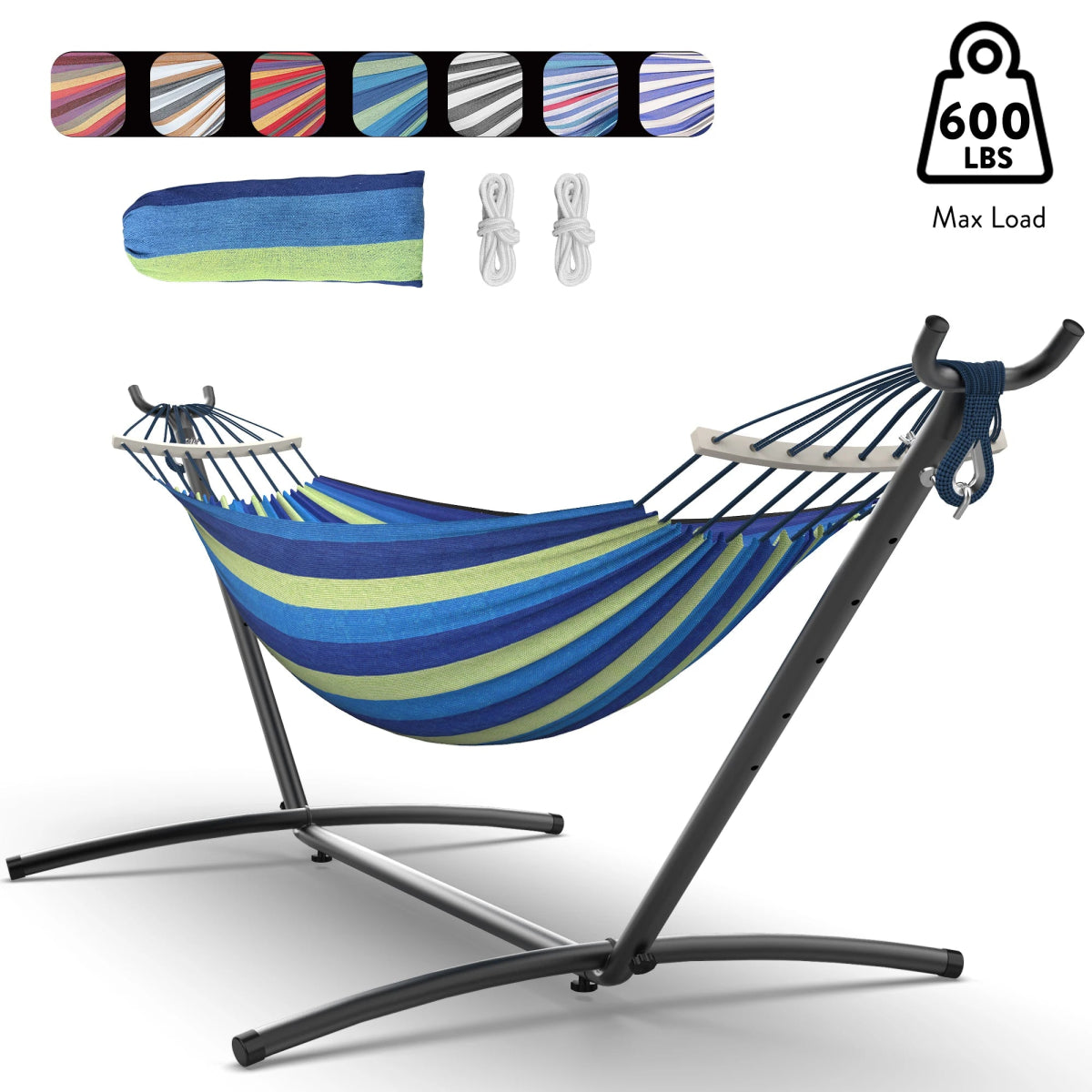 Gyroor Hammock with Adjustable Stand - Stylish Hammock Bed w/Storage Bag, 600lb Capacity - Asmota
