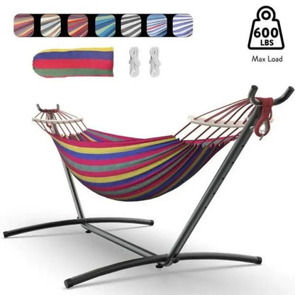 Gyroor Hammock with Adjustable Stand - Stylish Hammock Bed w/Storage Bag, 600lb Capacity - Asmota