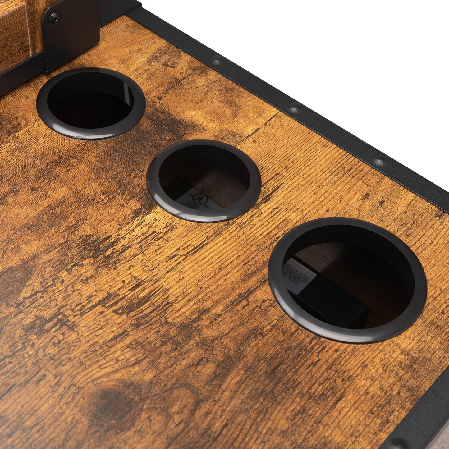 Hair salon table with mirror - burned wood grain - Asmota