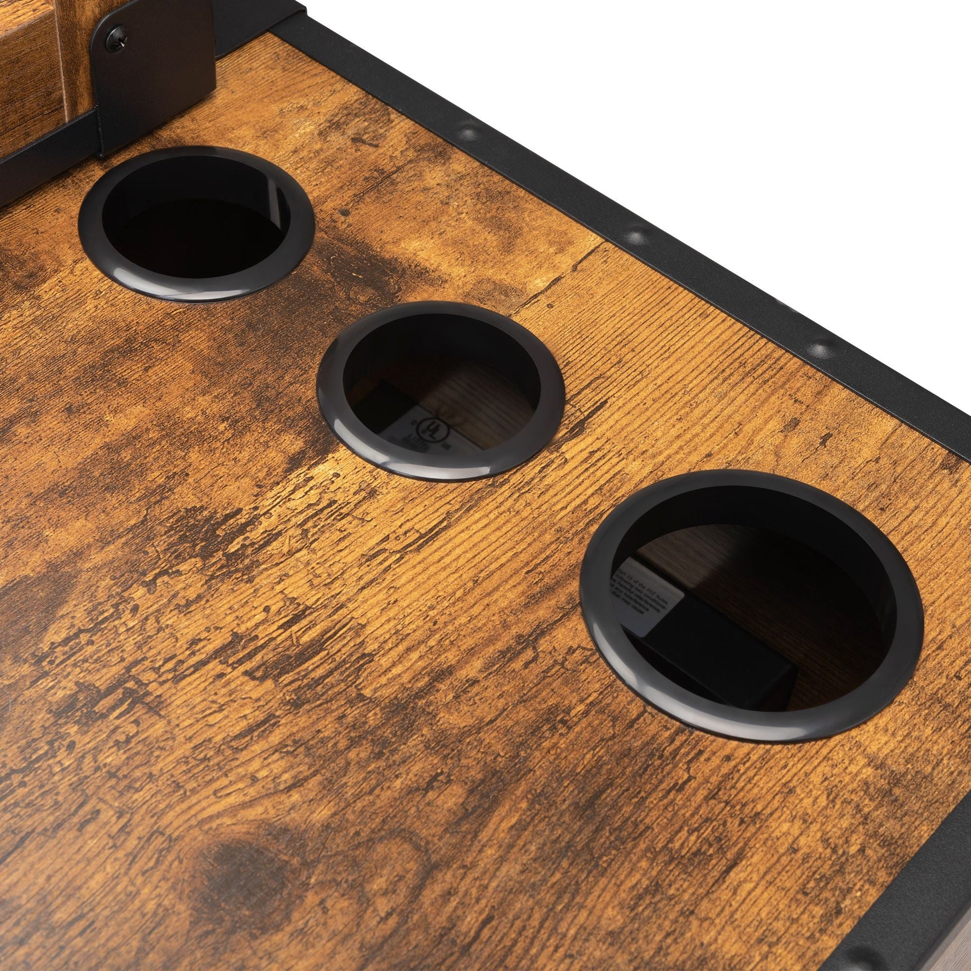 Hair salon table with mirror - burned wood grain - Asmota