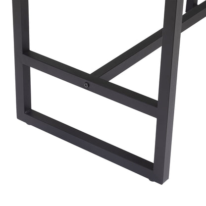 Hair salon table with mirror - burned wood grain - Asmota