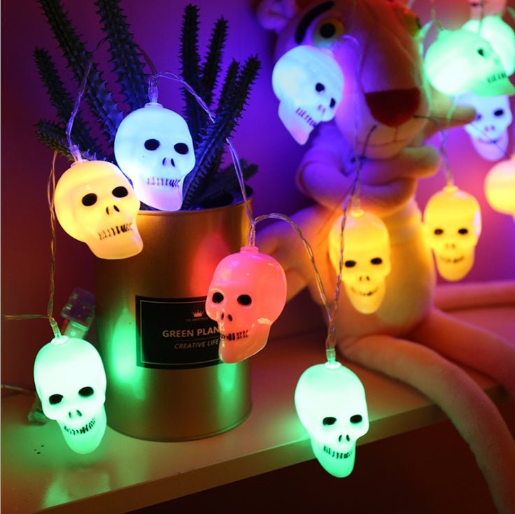 Halloween Decorations Light String Led Skeleton Lamp String Battery - powered Skull Bulb String Lights Patty Decor Light - Asmota