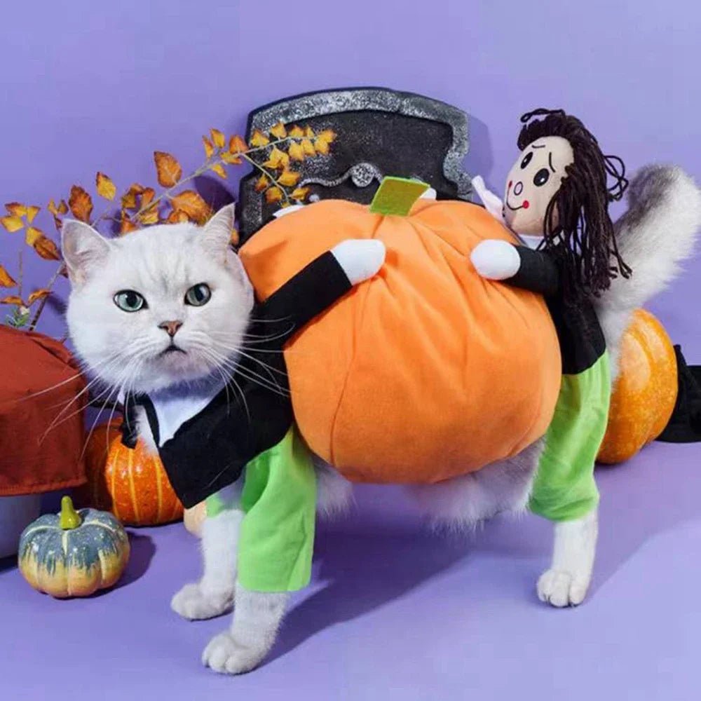 Halloween Funny Pet Clothes Cat Pet Pumpkin Costume Special Party Roll Play Waistcoat Suit Dog Cute Carrier Pumpkin Clothing - Asmota
