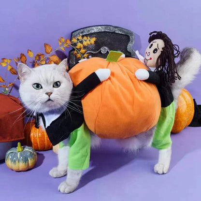 Halloween Funny Pet Clothes Cat Pet Pumpkin Costume Special Party Roll Play Waistcoat Suit Dog Cute Carrier Pumpkin Clothing - Asmota