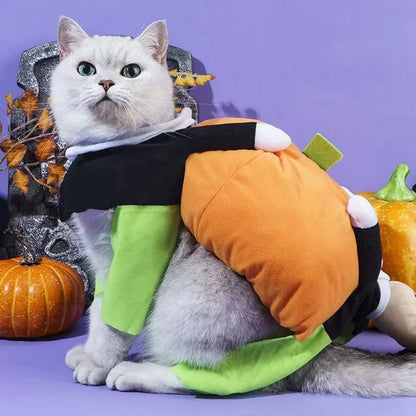 Halloween Funny Pet Clothes Cat Pet Pumpkin Costume Special Party Roll Play Waistcoat Suit Dog Cute Carrier Pumpkin Clothing - Asmota