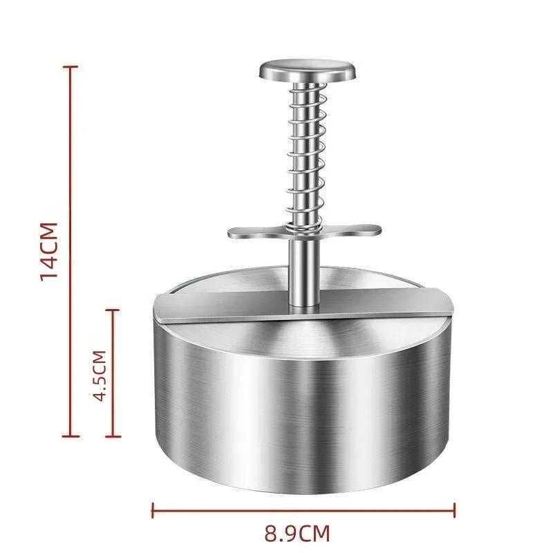 Hamburger Patty Maker Press 304 Stainless Steel Non - Stick Round Manual Rice Ball Mold Thickness Adjusted Kitchen Beef BBQ Tools - Asmota