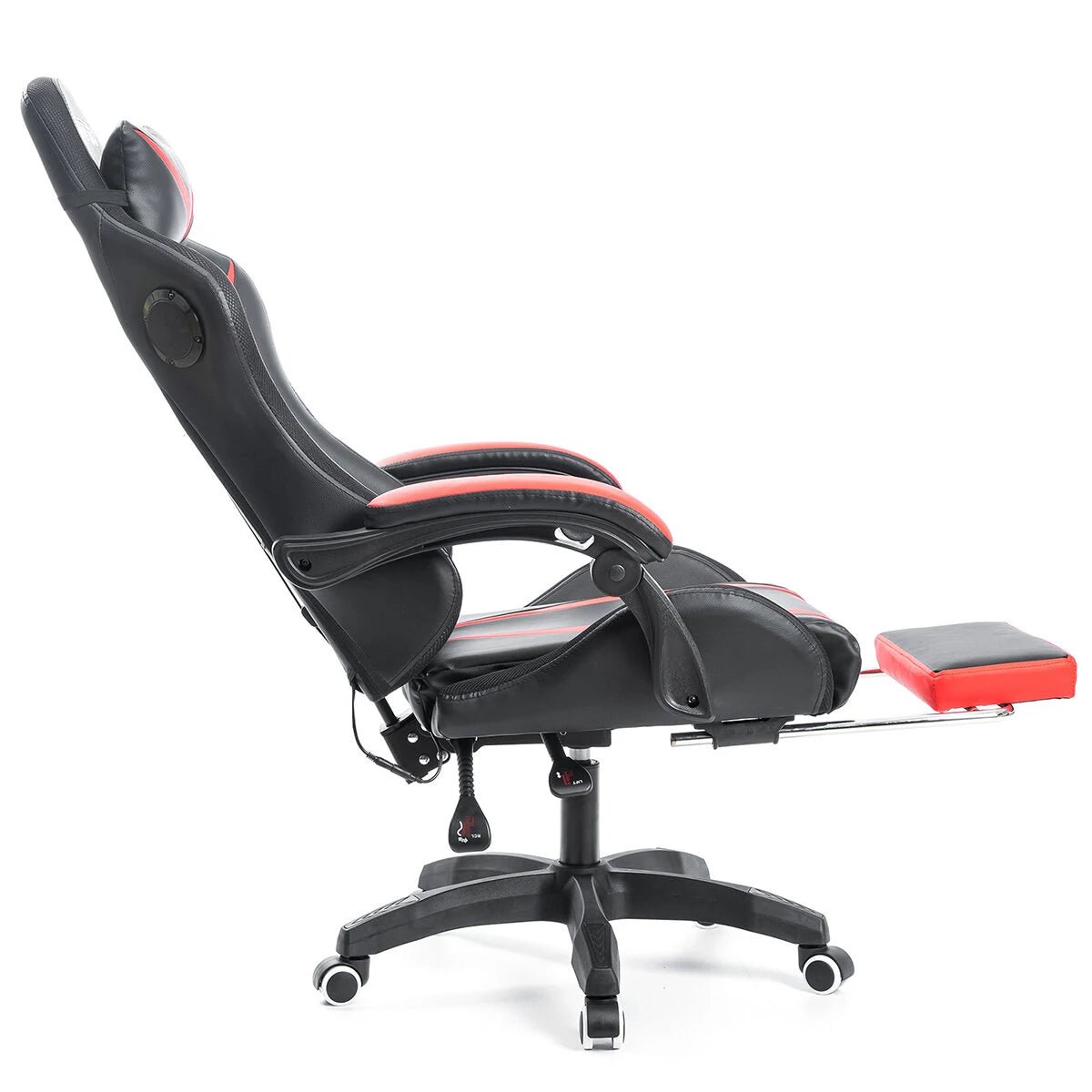 Hoffree Massage Gaming Chair Footrest Swivel Ergonomic Racing Computer Office Chair With LED bluetooth Speaker - Asmota