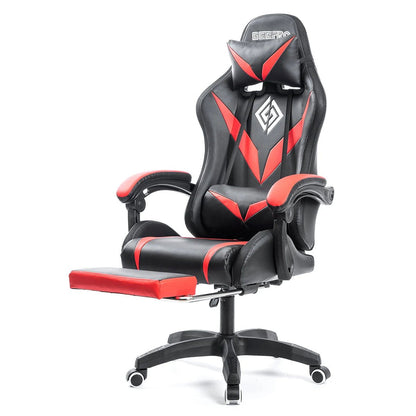 Hoffree Massage Gaming Chair Footrest Swivel Ergonomic Racing Computer Office Chair With LED bluetooth Speaker - Asmota