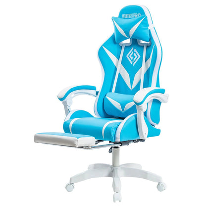 Hoffree Massage Gaming Chair Footrest Swivel Ergonomic Racing Computer Office Chair With LED bluetooth Speaker - Asmota