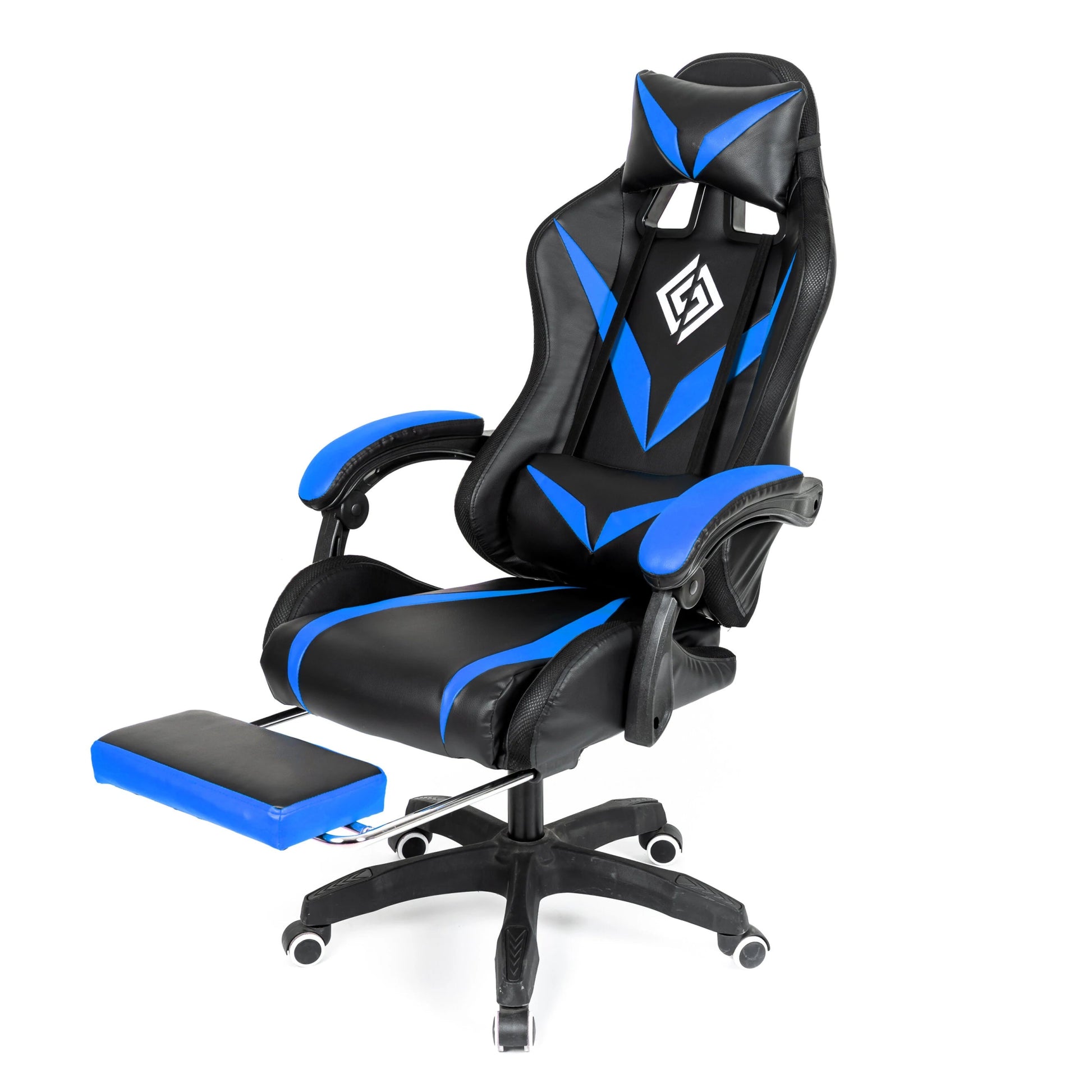 Hoffree Massage Gaming Chair Footrest Swivel Ergonomic Racing Computer Office Chair With LED bluetooth Speaker - Asmota