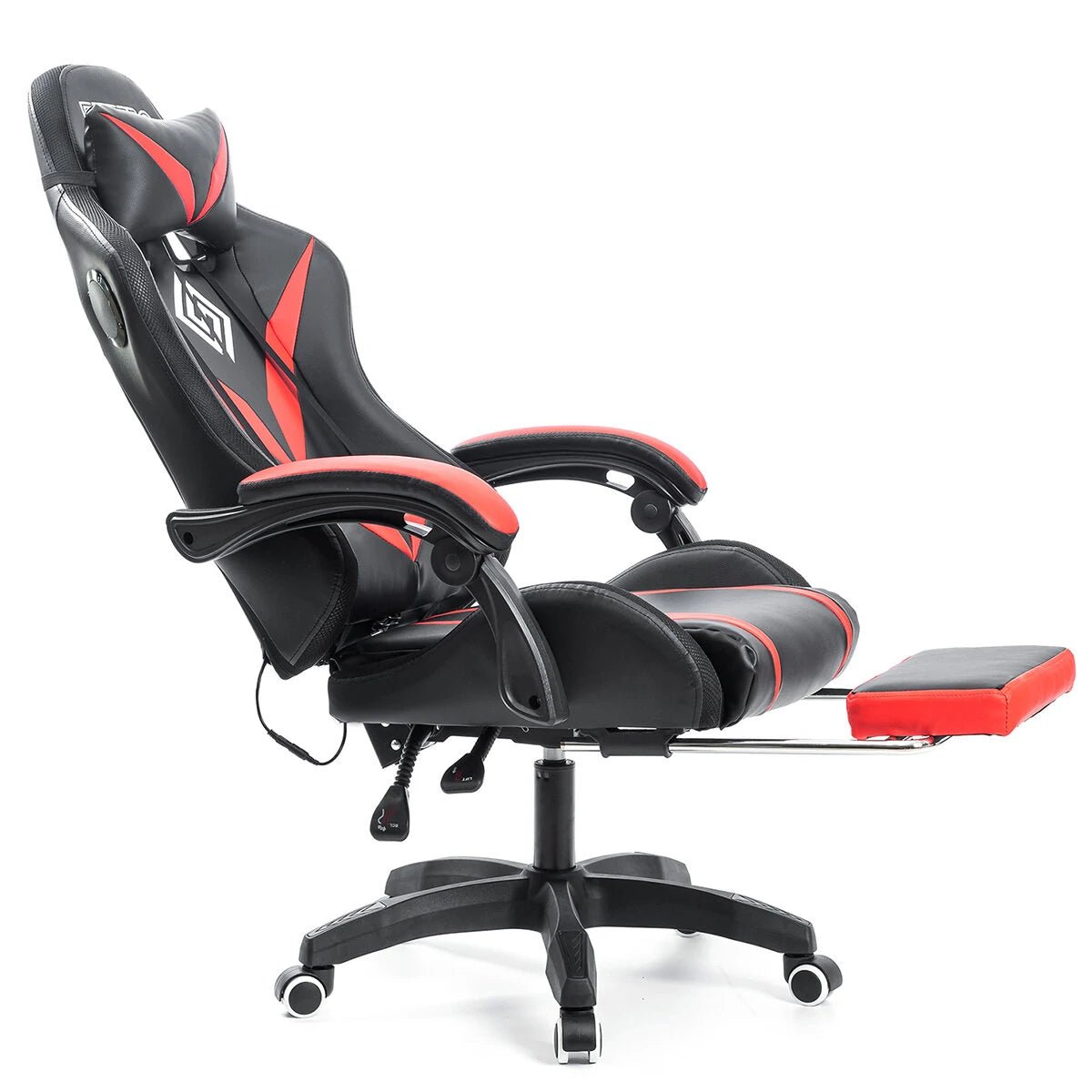 Hoffree Massage Gaming Chair Footrest Swivel Ergonomic Racing Computer Office Chair With LED bluetooth Speaker - Asmota