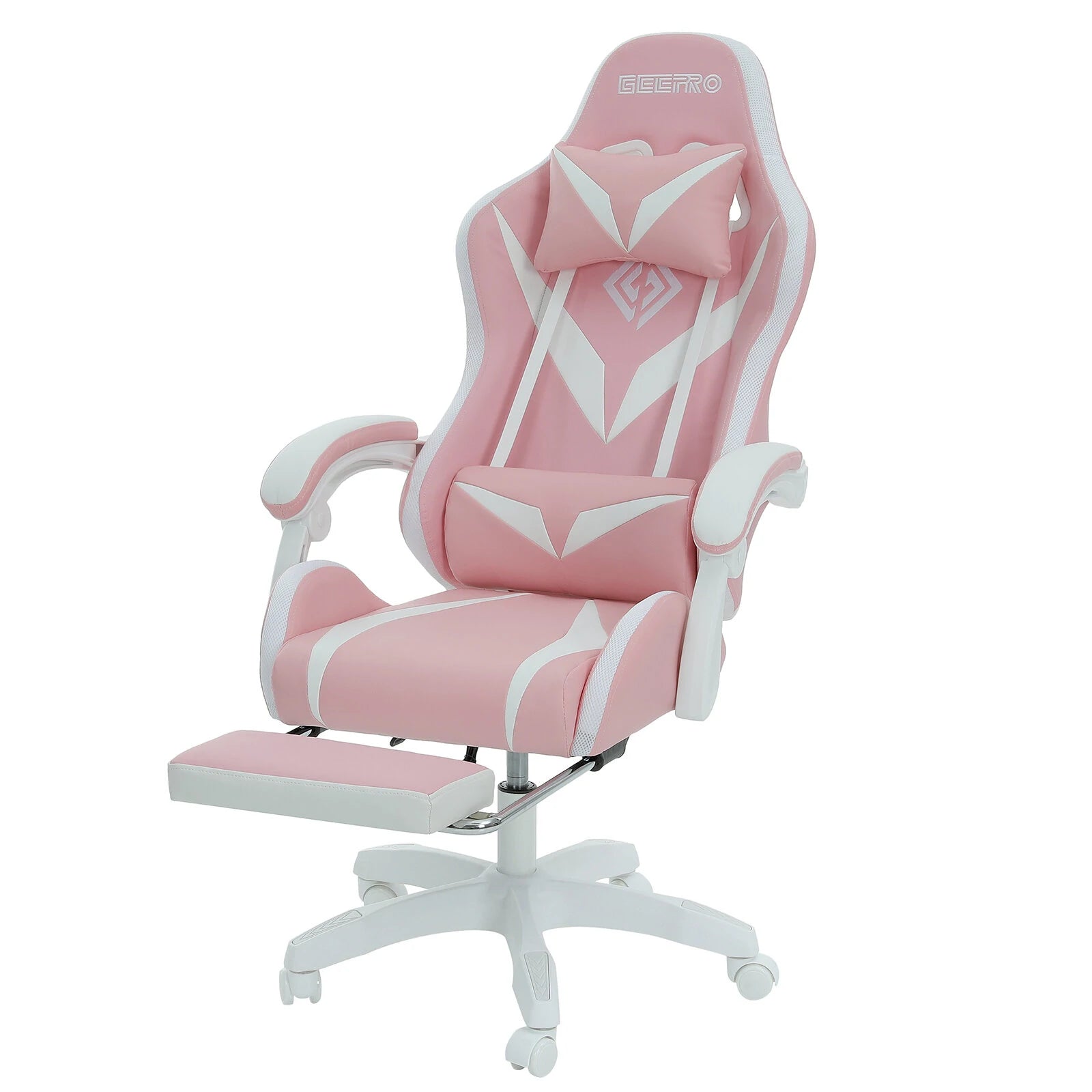 Hoffree Massage Gaming Chair Footrest Swivel Ergonomic Racing Computer Office Chair With LED bluetooth Speaker - Asmota