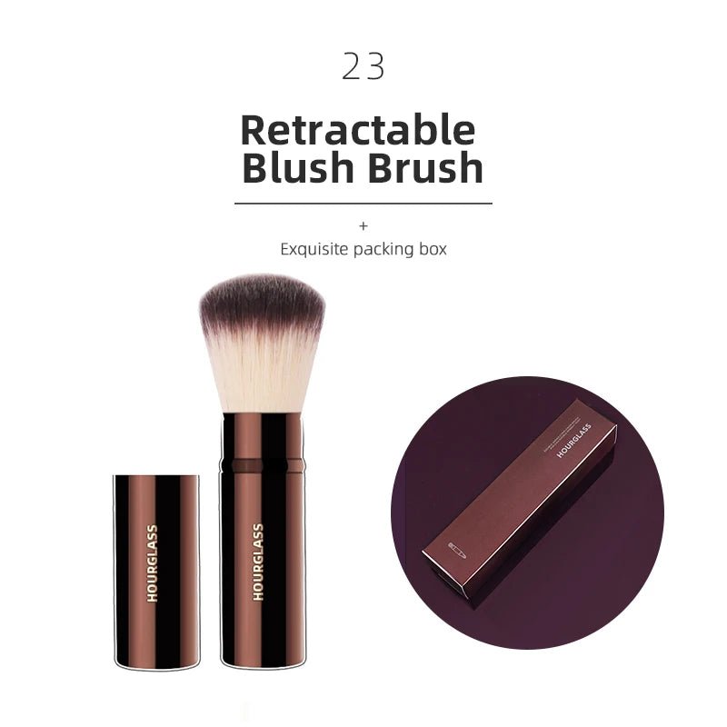 Hourglass Makeup Brush All Kinds Eyeshadow Foundation Concealer Powder Bronzer Blusher Eyeliner Retractable Professional Brushes - Asmota